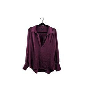 Banana Republic Womens Plum Purple Long Sleeve Button Cuff Blouse Size L